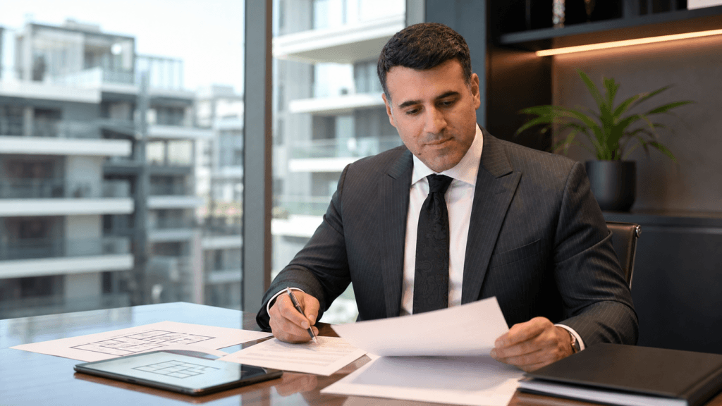 Asaf Arazi-Biton reviewing a will for real estate assets in Israel