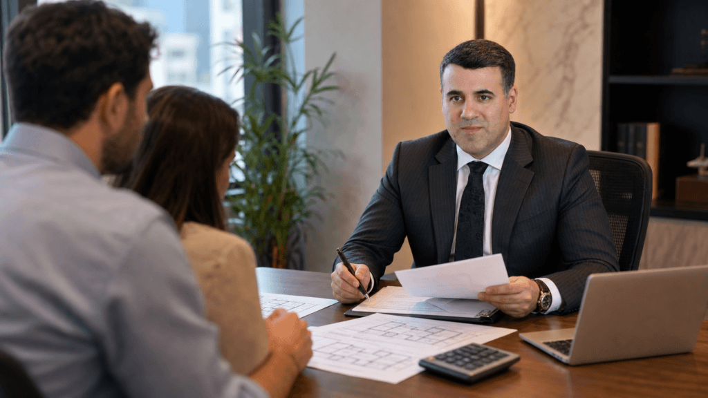 Attorney Asaf Arazi-Biton reviewing purchase tax documents for a second apartment transaction