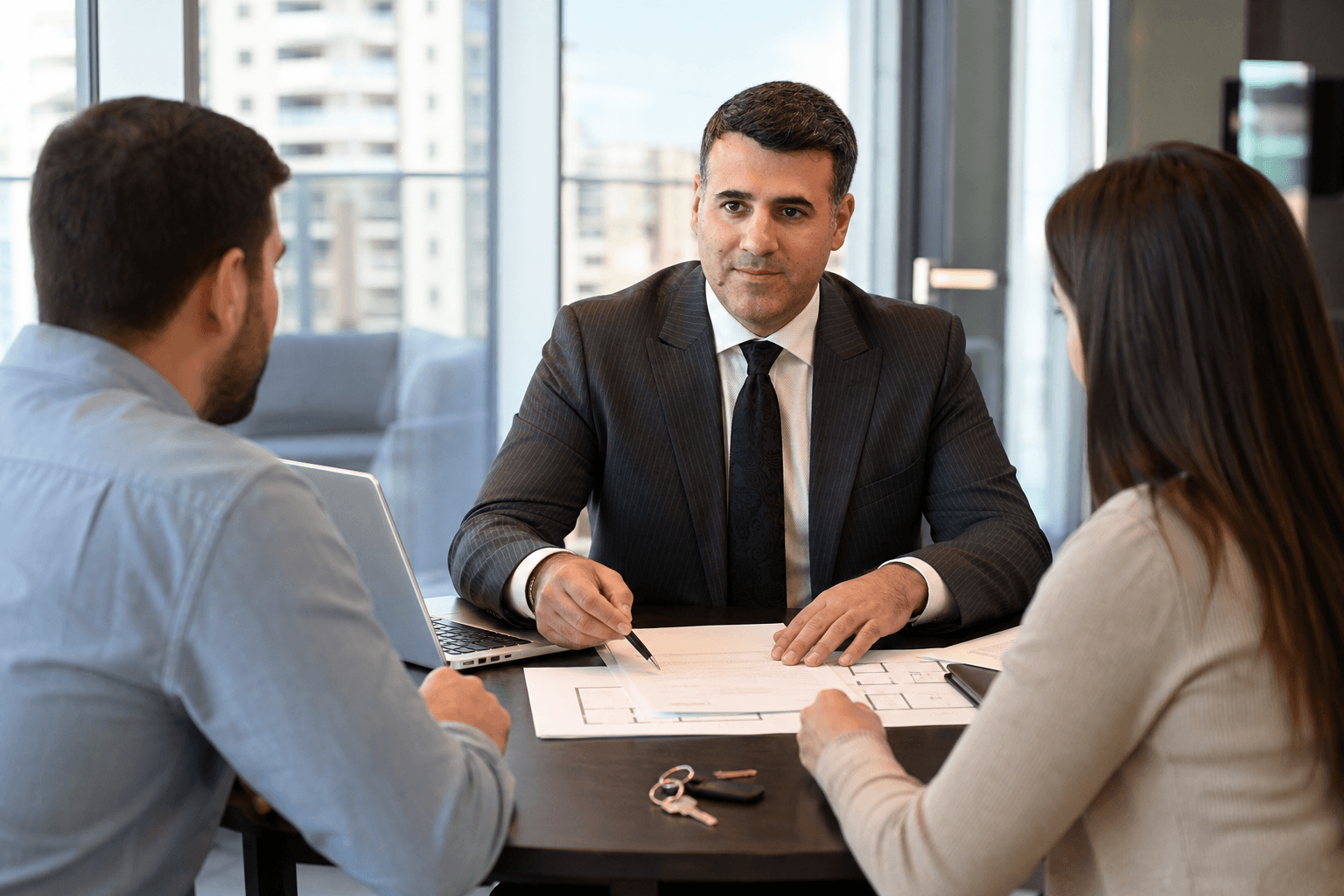 Asaf Arazi-Biton advising clients before buying an apartment in Israel