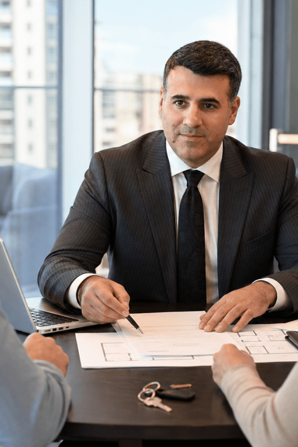 Asaf Arazi-Biton advising clients before buying an apartment in Israel