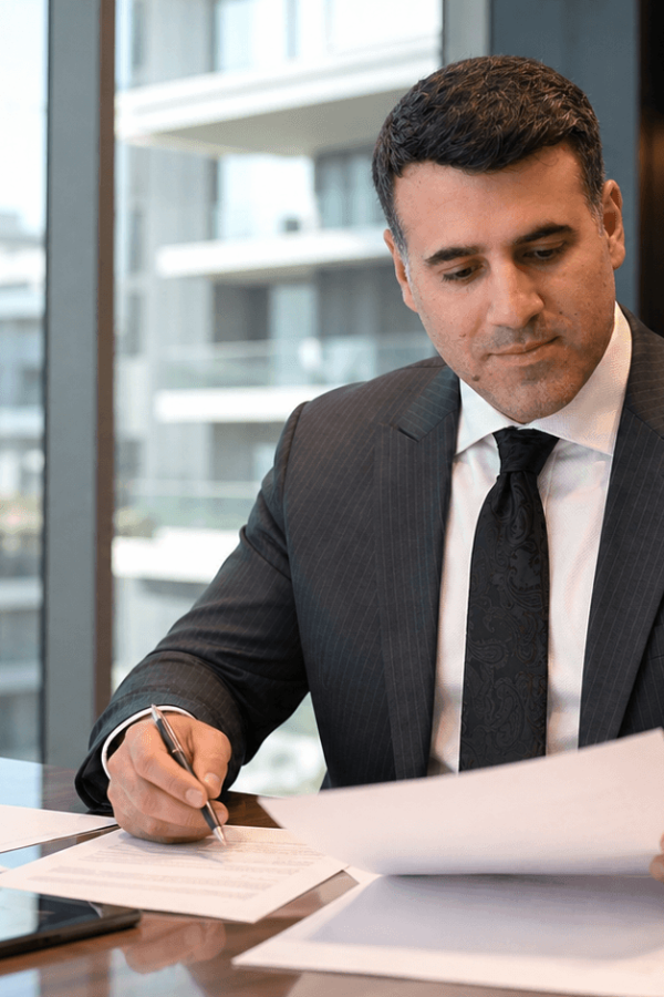 Asaf Arazi-Biton reviewing a will for real estate assets in Israel