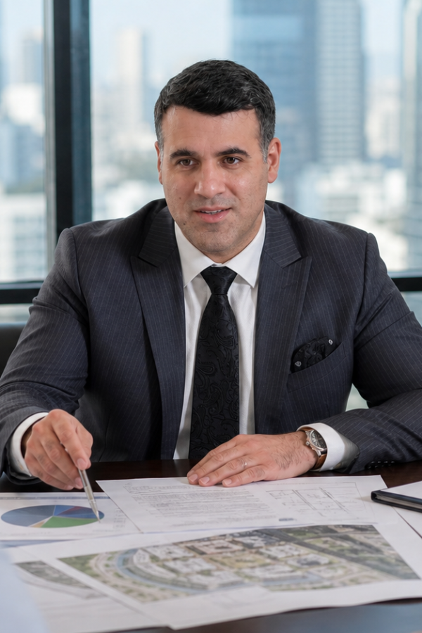 Asaf Arazi-Biton reviewing a real estate co-ownership agreement with property co-owners